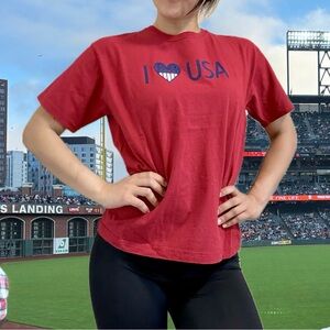 Summer Cotton American Flag Fourth of July Boxy Unisex Basic Graphic Shirt